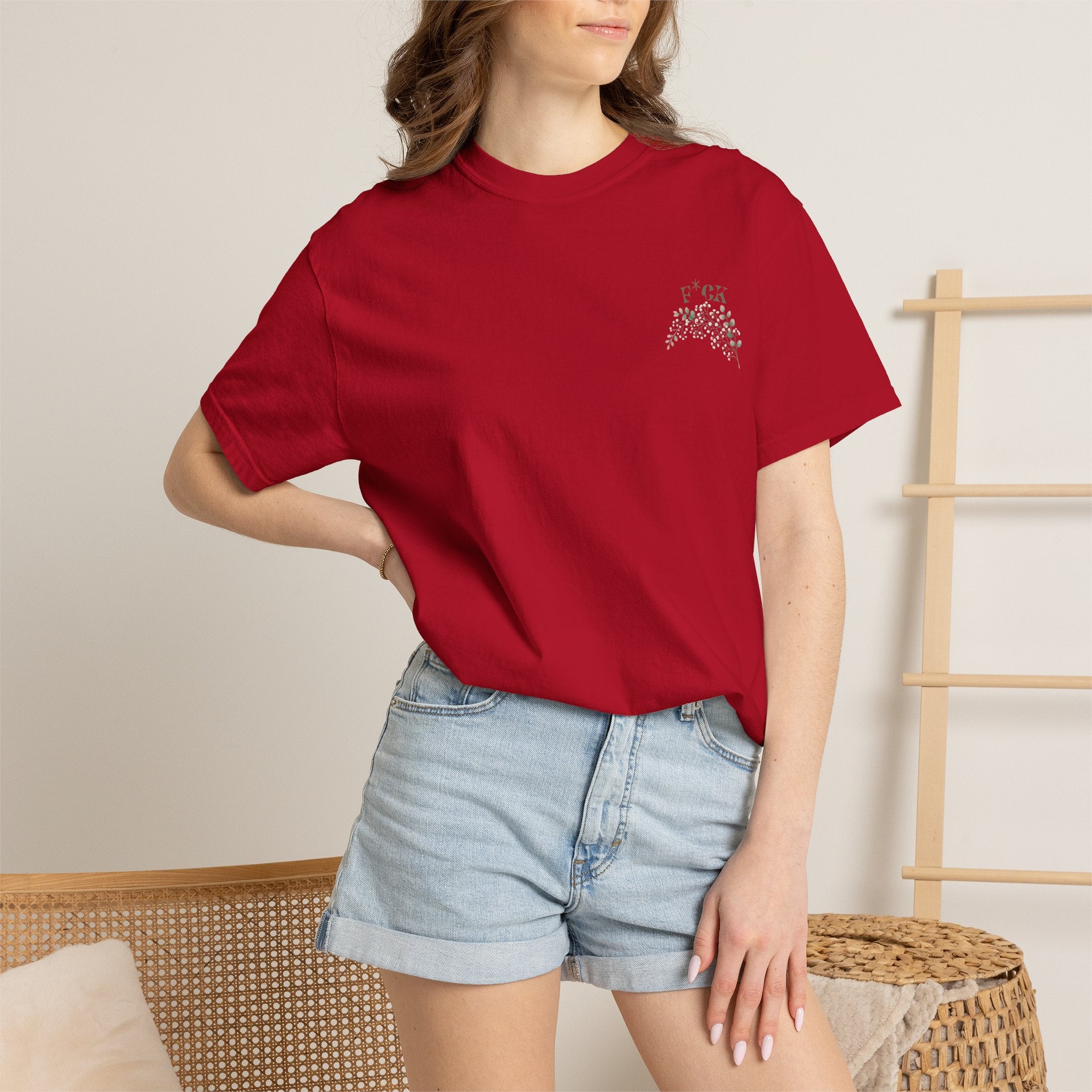 Floral Spray T-Shirt — Soft White Botanical Print Tee