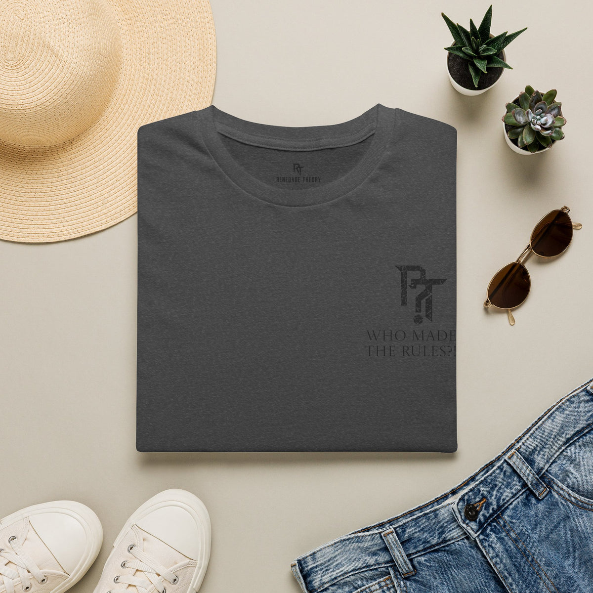 T-Shirt — Minimal 'Who Made The Rules?' Logo Tee