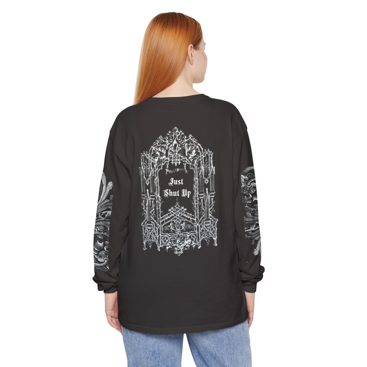 Gothic 'Just Shut Up' Long Sleeve Tee