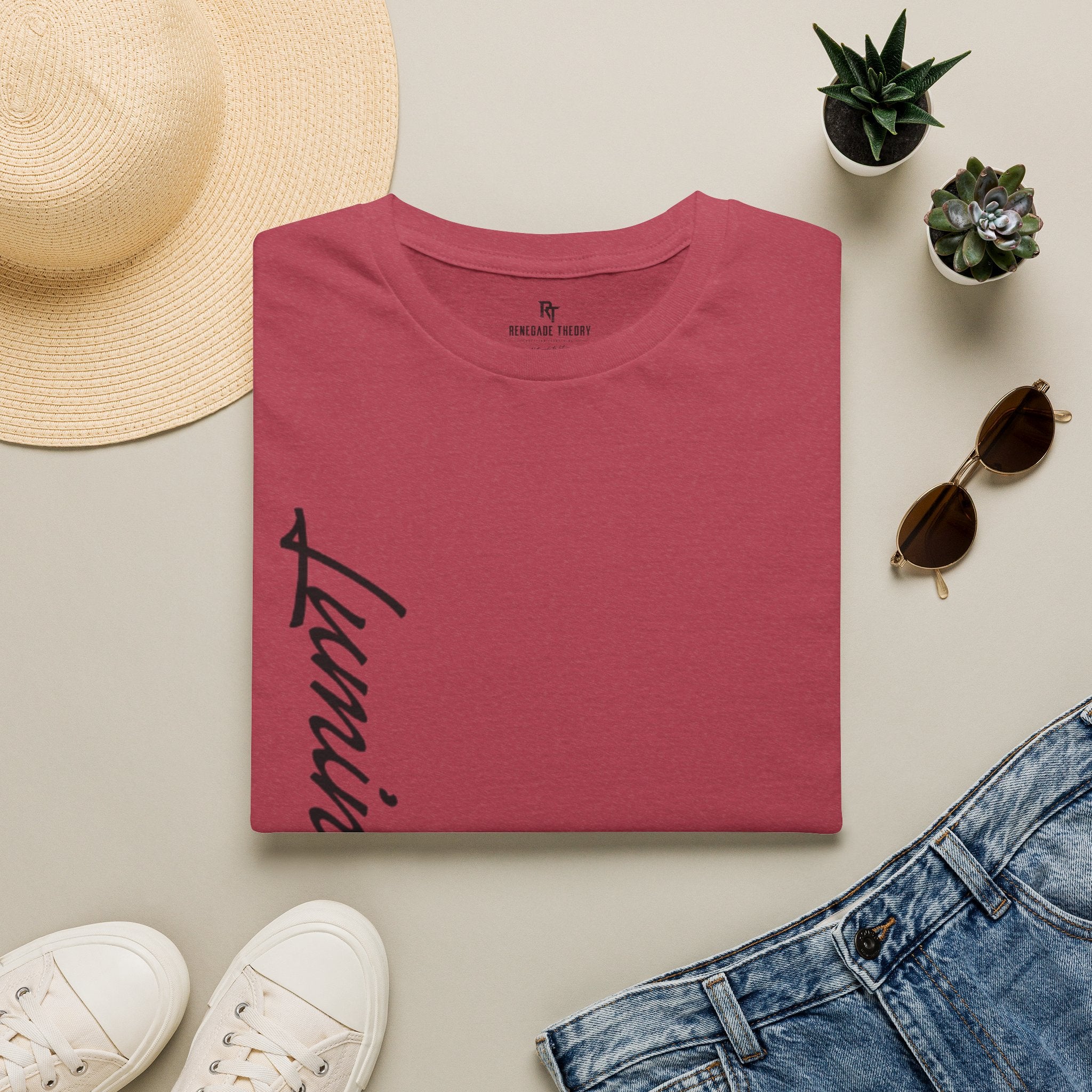 T-Shirt — Feminist Script Vertical "Feminist" Tee