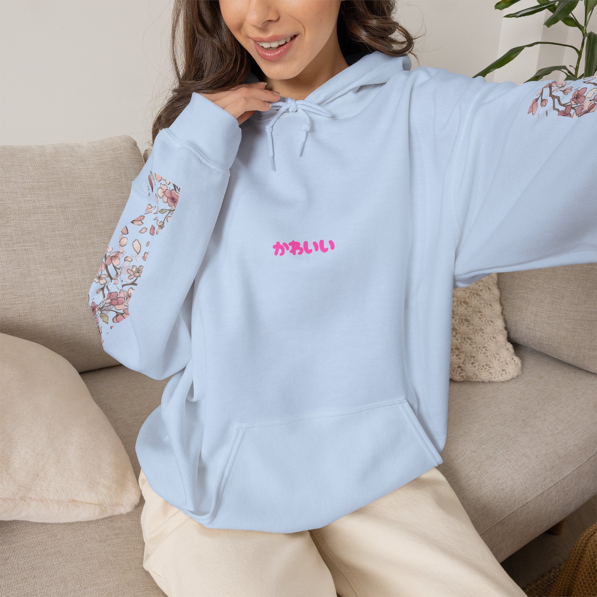Cherry Blossom Tree Hoodie — Kawaii Japanese "かわいい" Floral Sleeve Sweatshirt