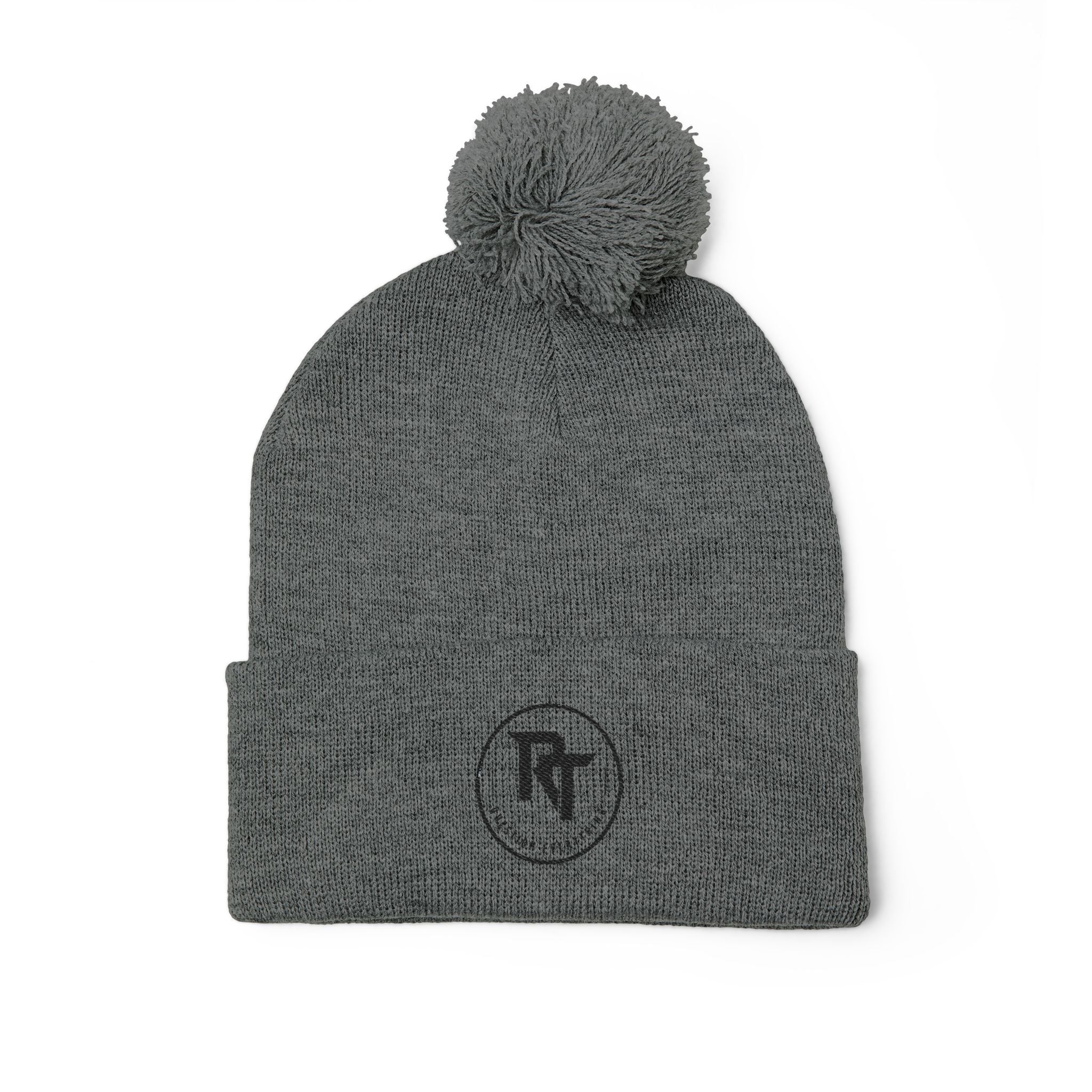 Embroidered Pom-Pom Knit Cap — Cozy Winter Beanie with RT Logo