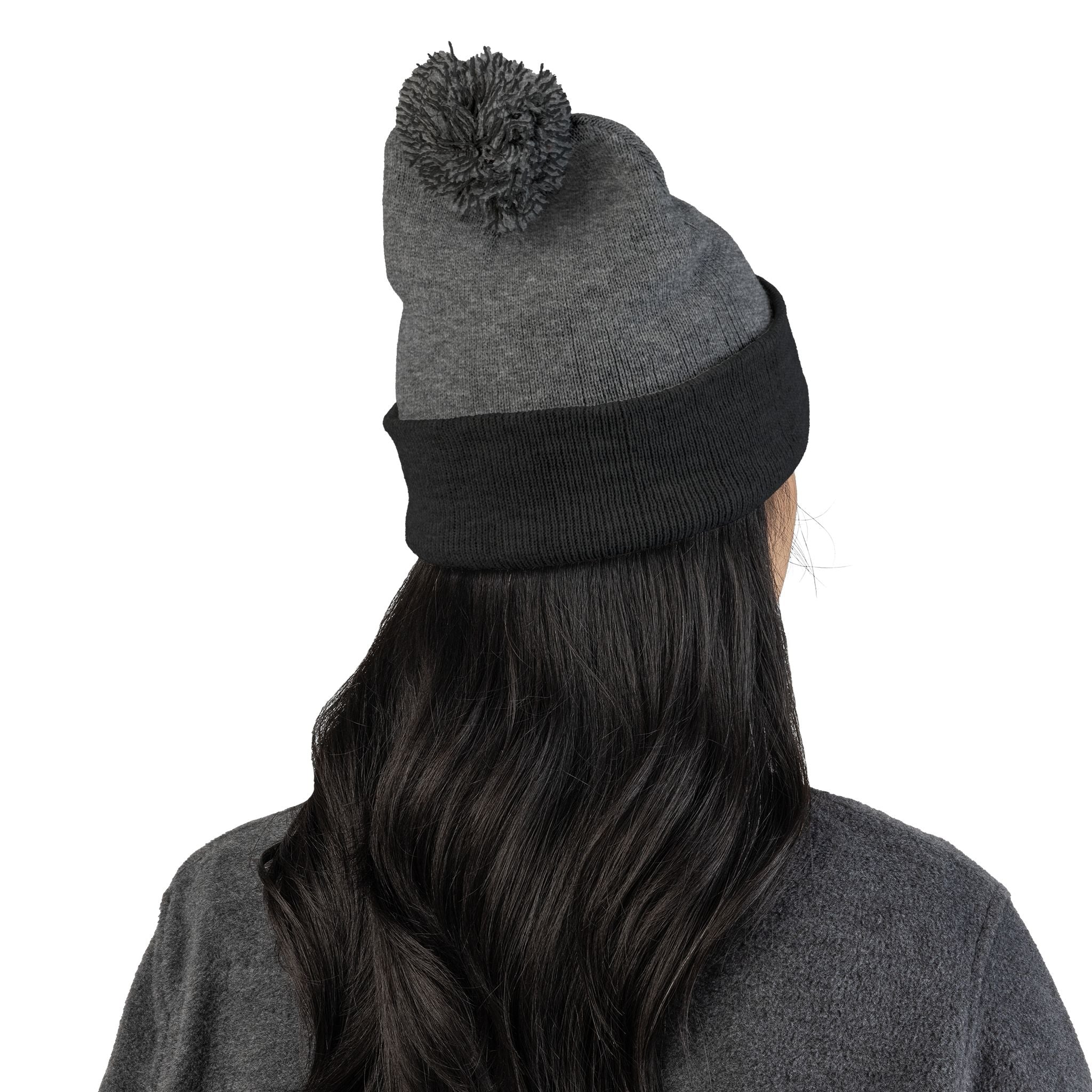 Embroidered Smiley Pom-Pom Beanie