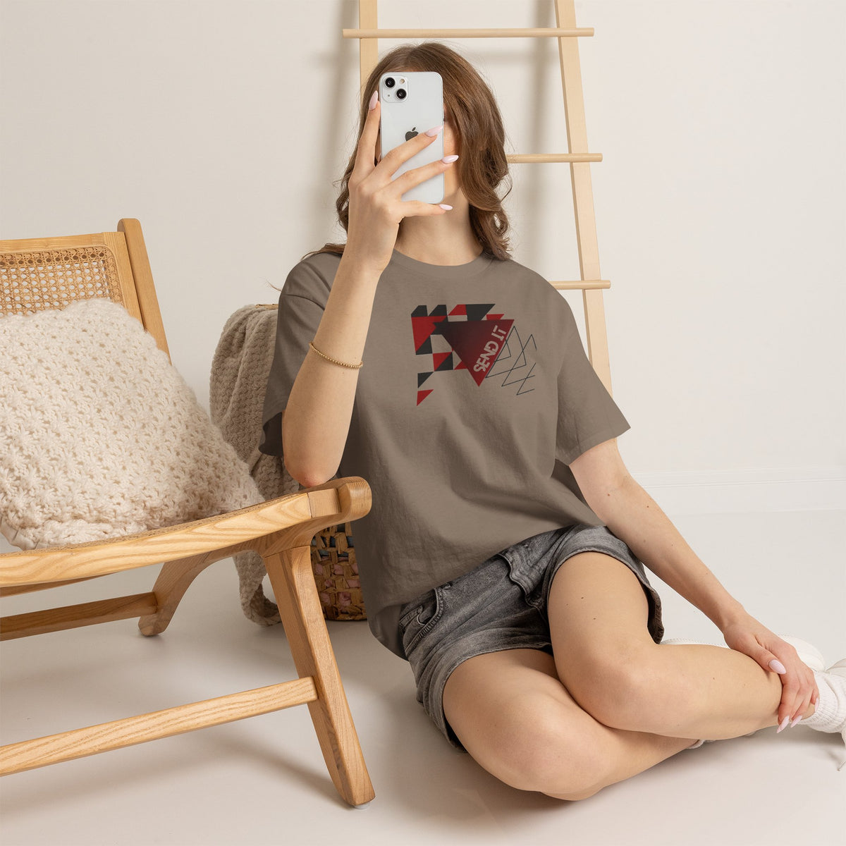 Geometric "Send It" Graphic Tee