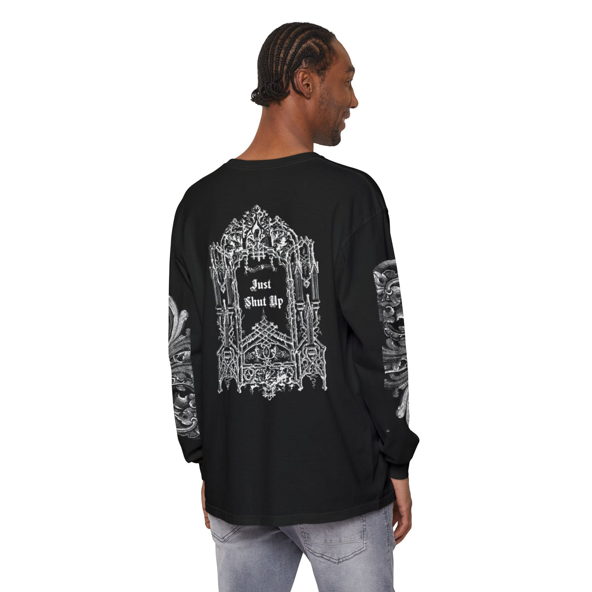 Gothic 'Just Shut Up' Long Sleeve Tee