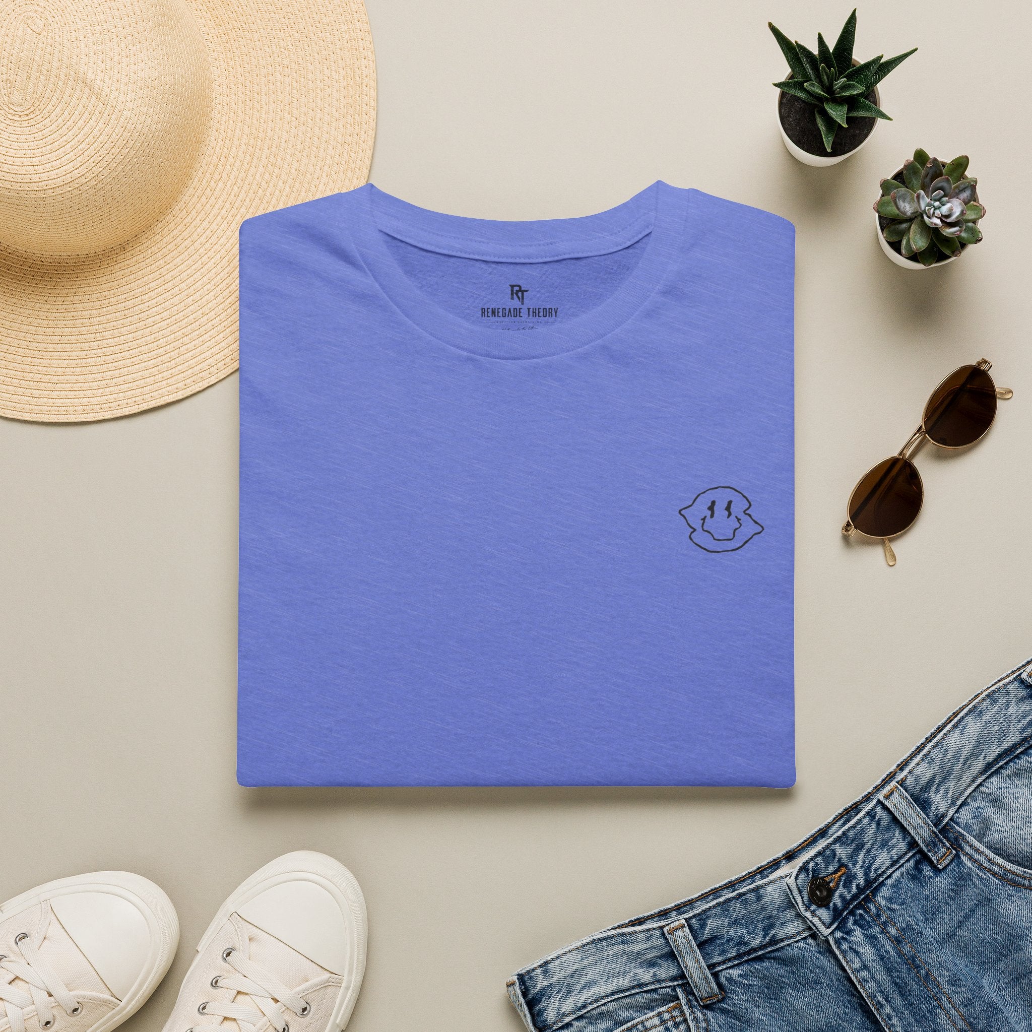 Smiling Ghost Minimal Chest Logo T-Shirt — Cute Casual Graphic Tee