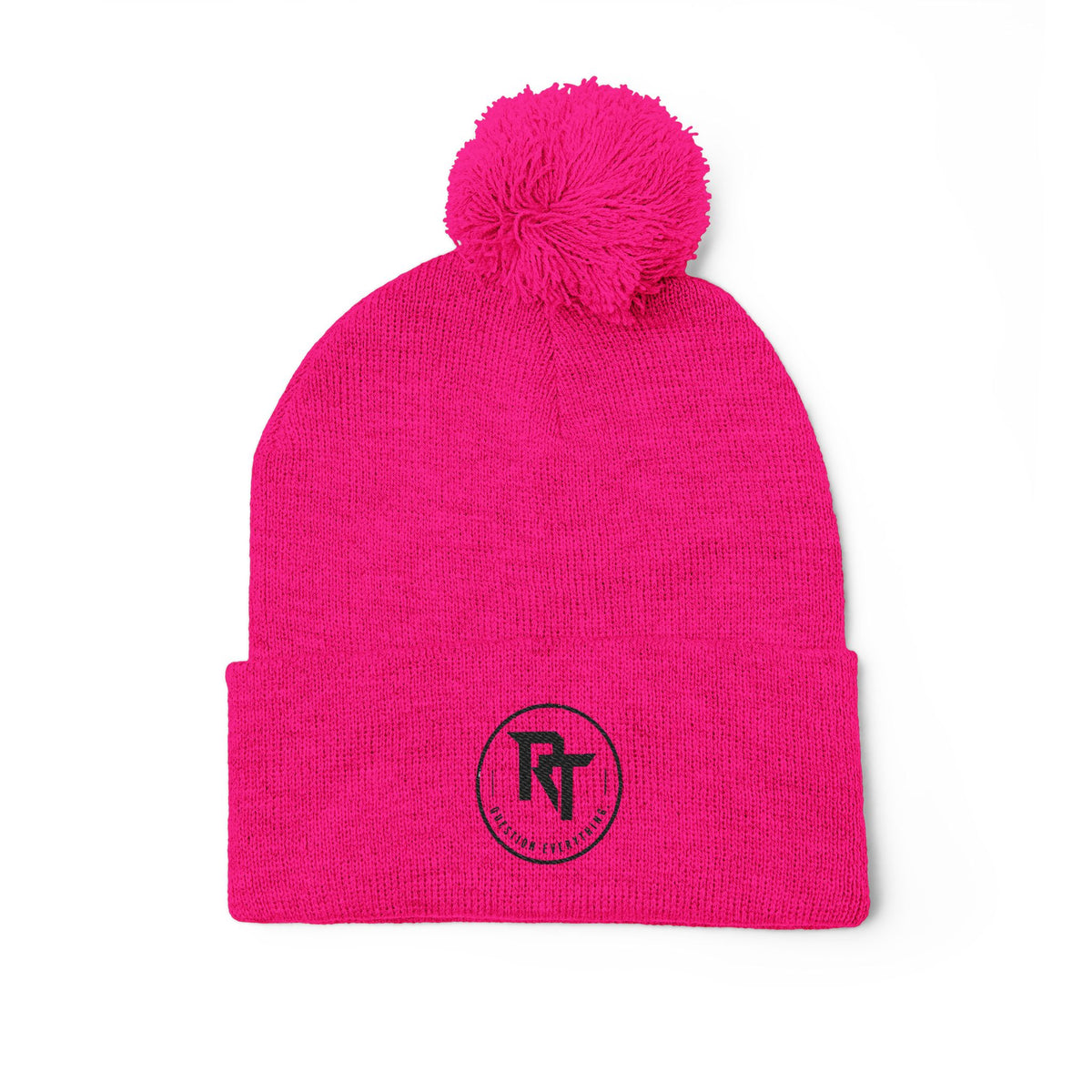 Embroidered Pom-Pom Knit Cap — Cozy Winter Beanie with RT Logo
