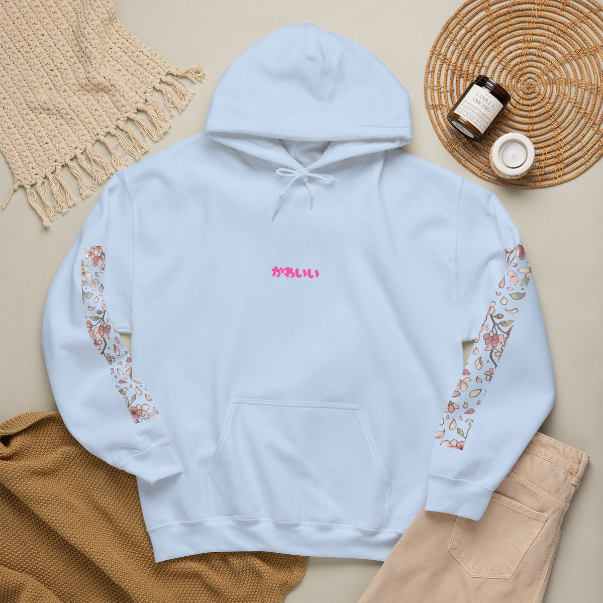 Cherry Blossom Tree Hoodie — Kawaii Japanese "かわいい" Floral Sleeve Sweatshirt